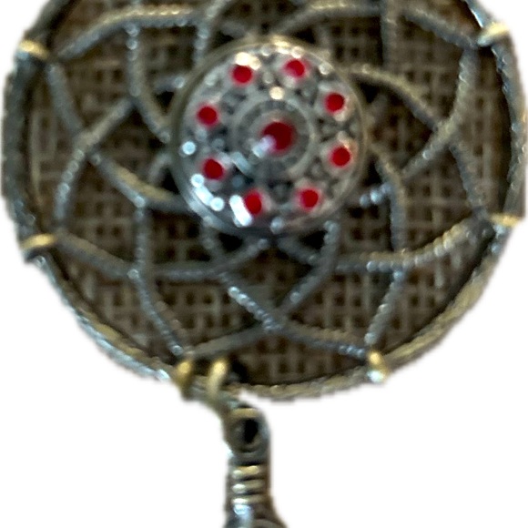 Red dream catcher necklace & earrings. 17 in length necklace - Picture 5 of 9